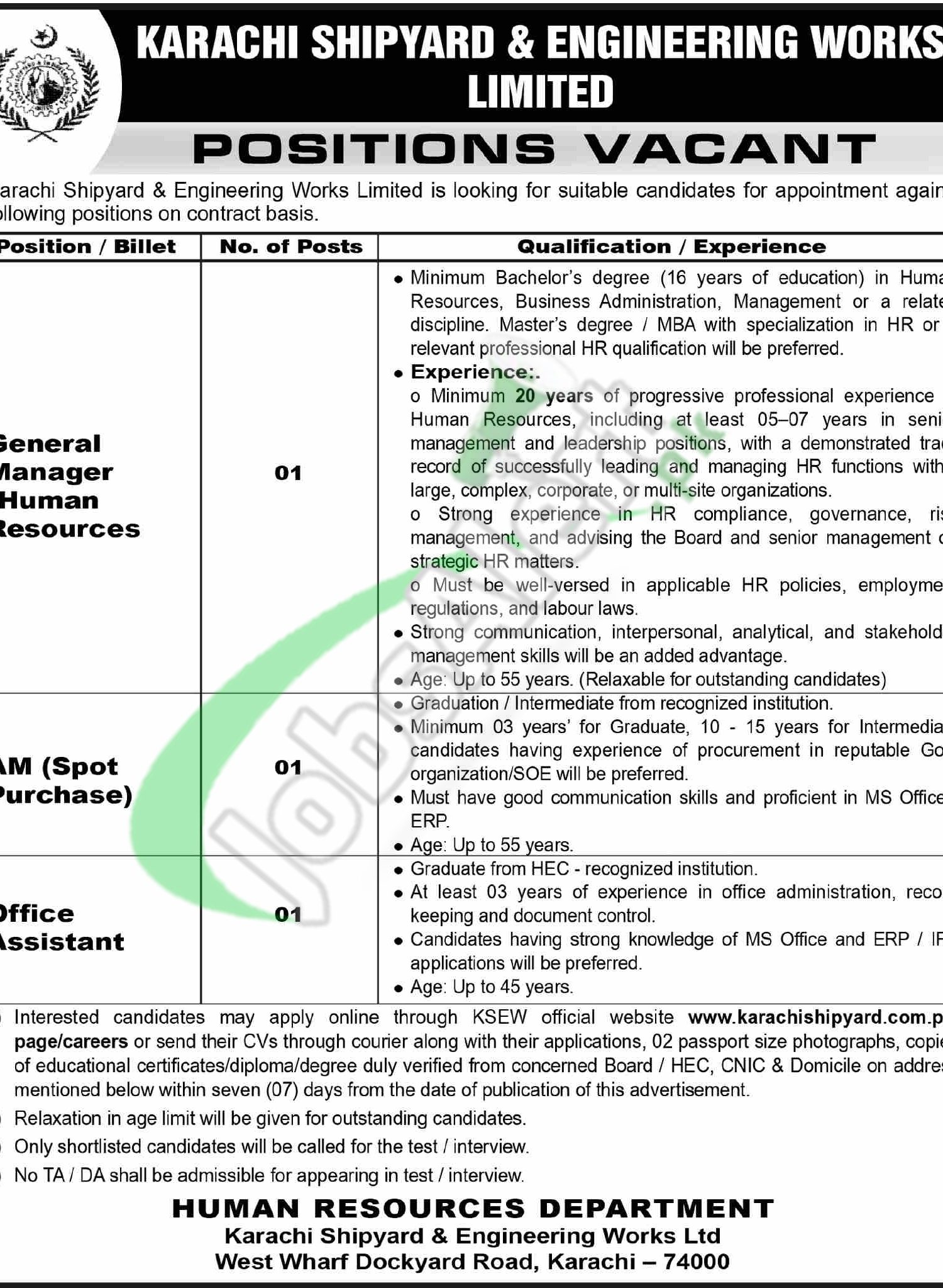 Join Karachi Shipyard KSEW Jobs 2026 Online Apply Last Date Karachi Shipyard Jobs