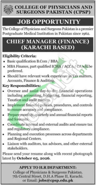 Apply Online CPSP Jobs 2026 College of Physicians and Surgeons Pakistan Careers CPSP Jobs