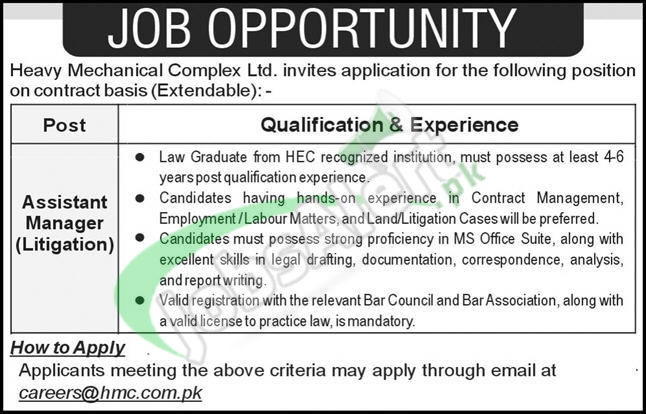 HMC Taxila Jobs