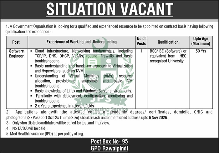 PO Box 95 GPO Rawalpindi Jobs