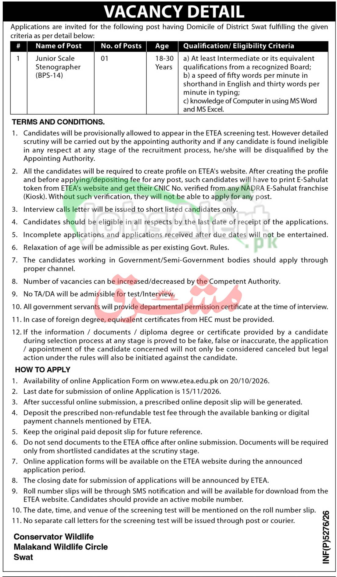Malakand Wildlife Jobs